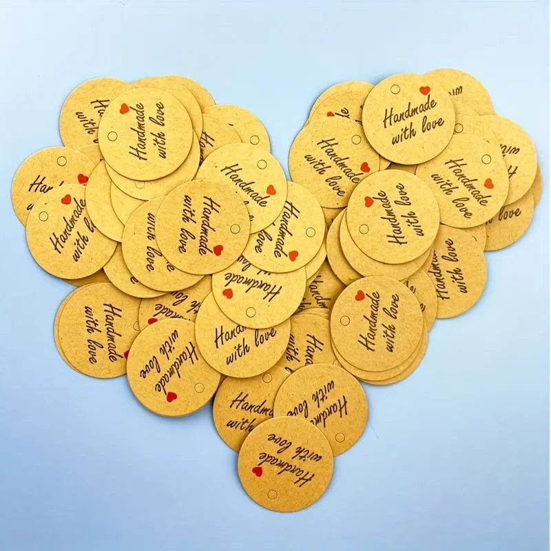 100pcs Handmade Round Tags  Ideal for Clothing  Baking Shop Decoration