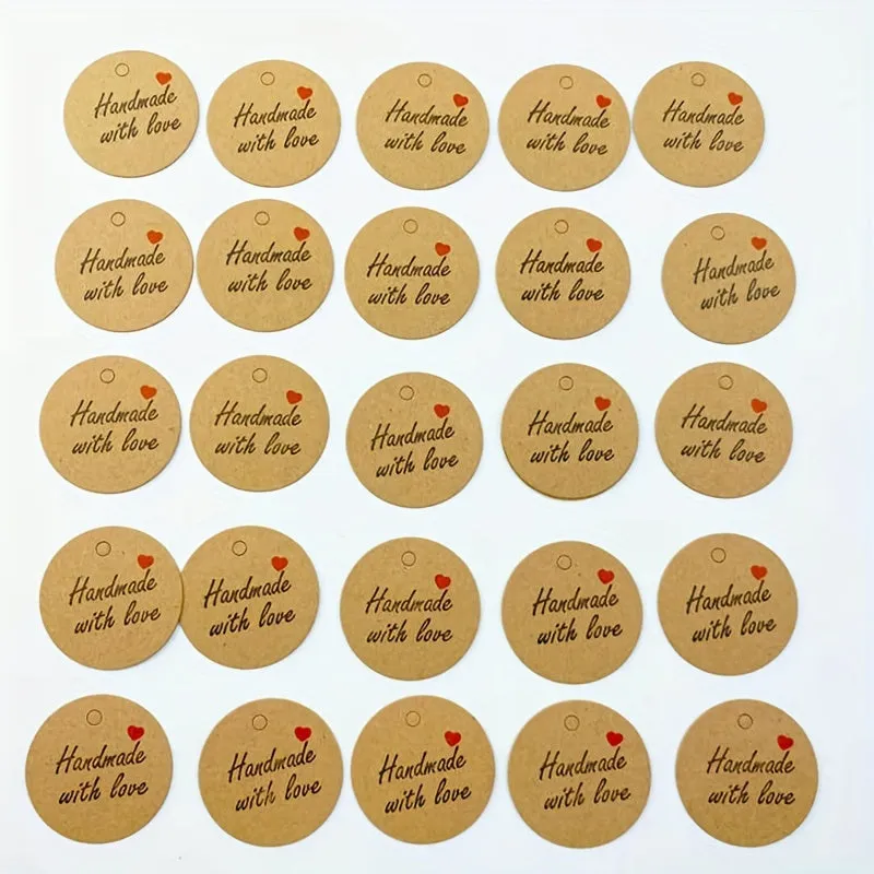 100pcs Handmade Round Tags  Ideal for Clothing  Baking Shop Decoration