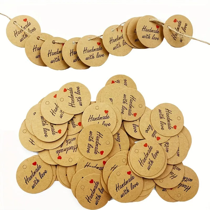 100pcs Handmade Round Tags  Ideal for Clothing  Baking Shop Decoration