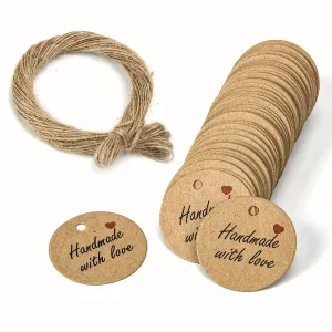 100pcs Handmade Round Tags  Ideal for Clothing  Baking Shop Decoration
