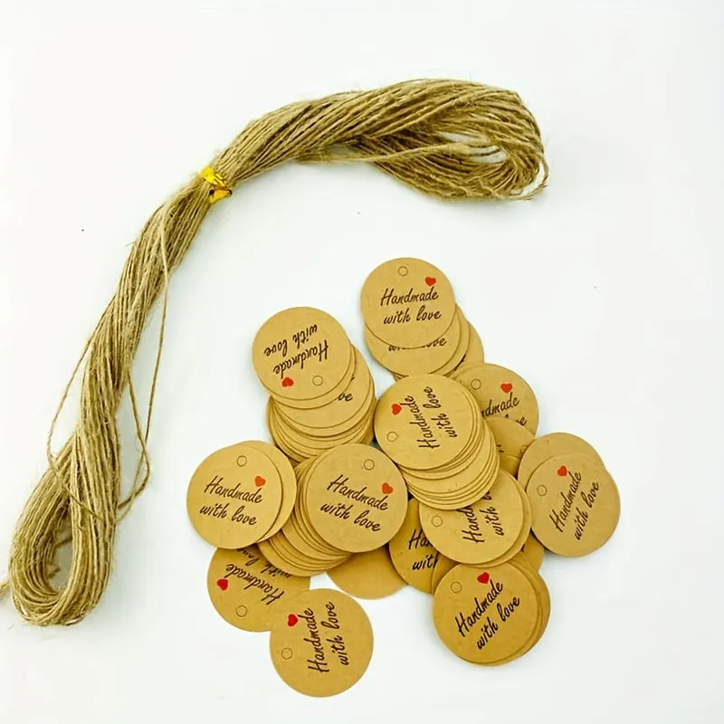 100pcs Handmade Round Tags  Ideal for Clothing  Baking Shop Decoration