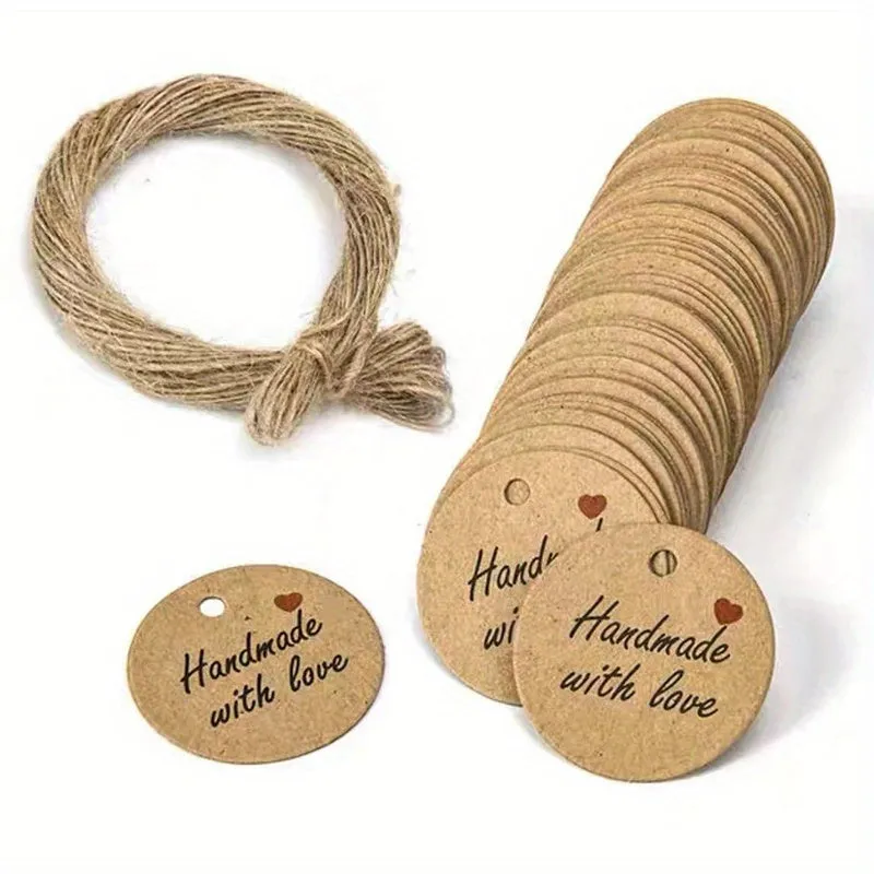 100pcs Handmade Round Tags  Ideal for Clothing  Baking Shop Decoration