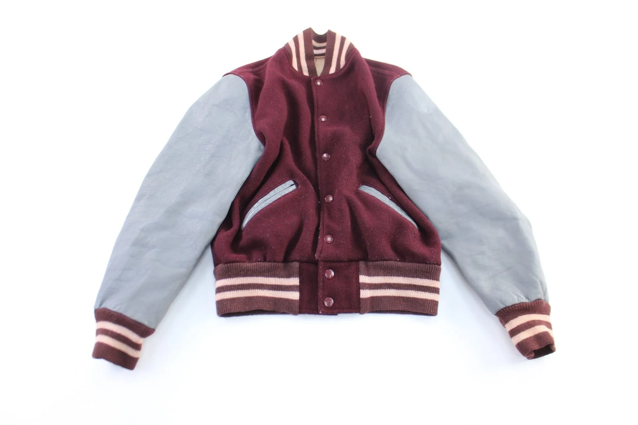70's Howe's Burgundy & Grey Varsity Jacket
