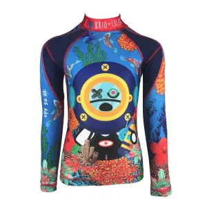 Cane Diver Reef Boys Long Sleeve Rash Guard With Zipper