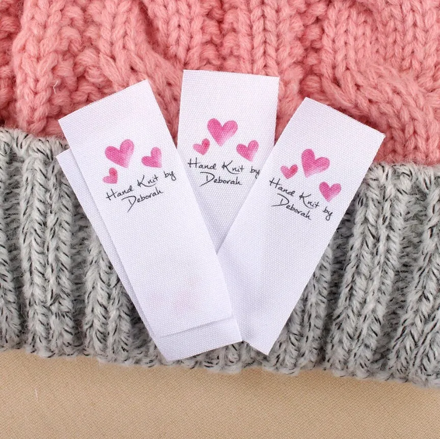 Custom Clothing Labels -  Knitting Labels - Fabric Sew in Sew on Labels - Personalized Cloth Tags for Clothes - Fold Over for Handmade
